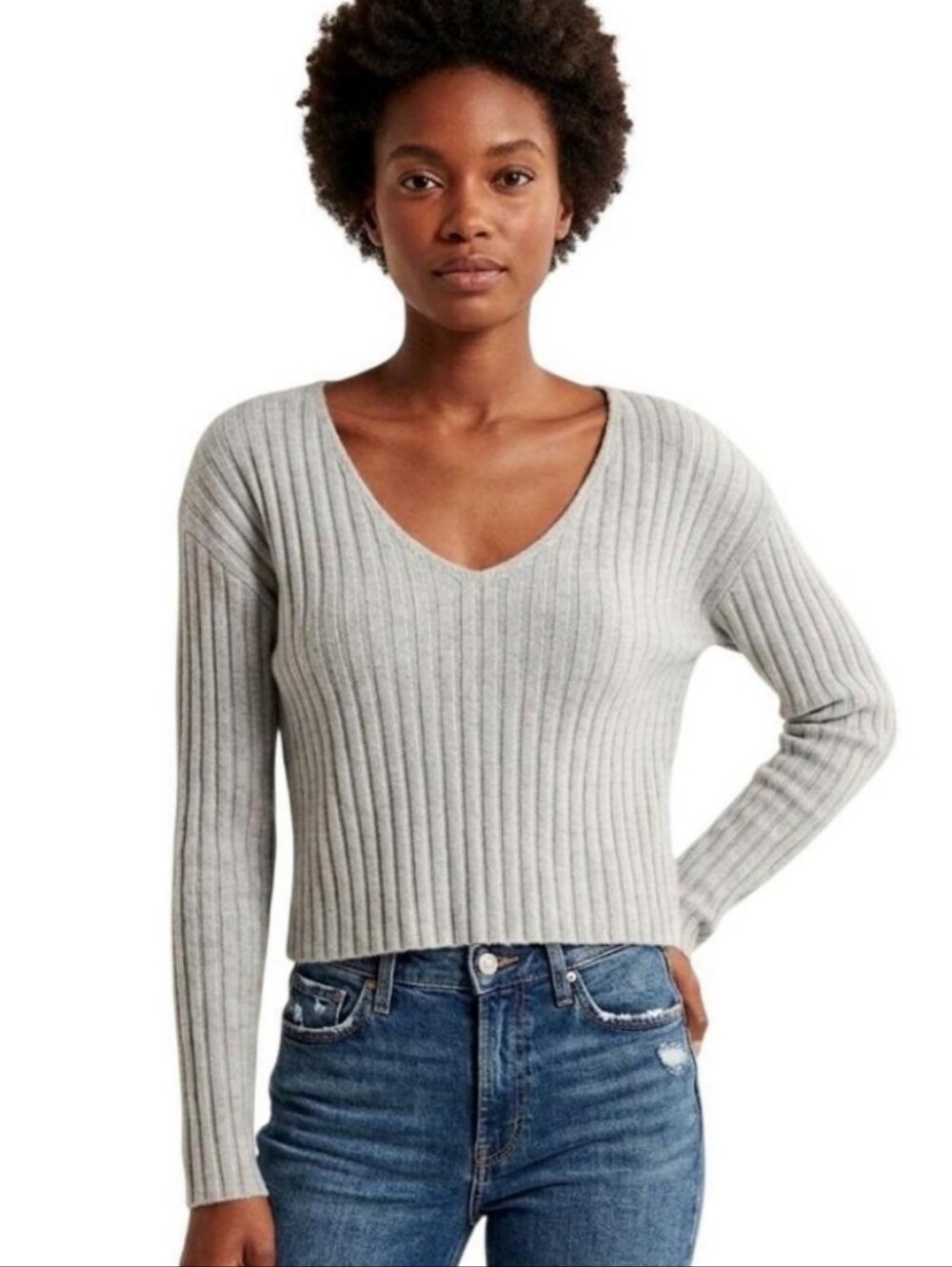 NWT Abound V-Neck Ribbed Knit Sweater
